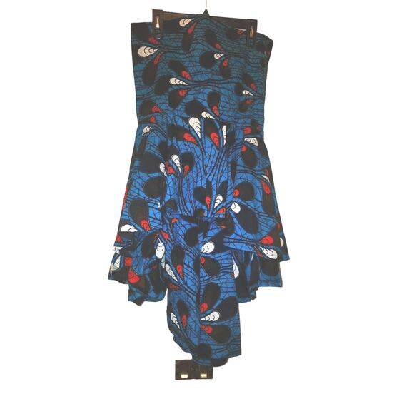 ANKARA Patterned Top Womens M High/low Strapless Sophisticated tribal Handmade - Picture 1 of 10